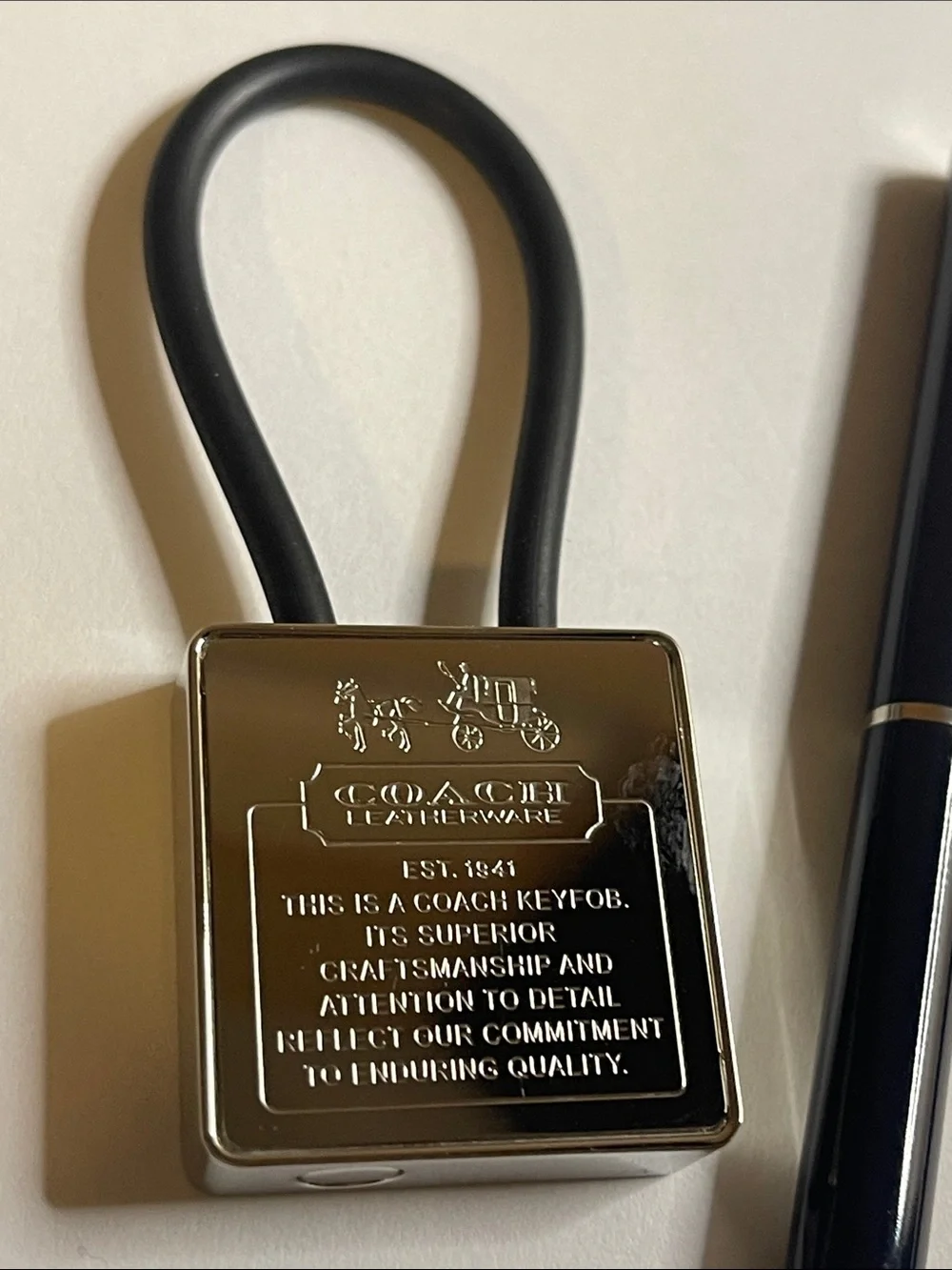 Coach Silver Padlock Keyring with Black Coach Pen